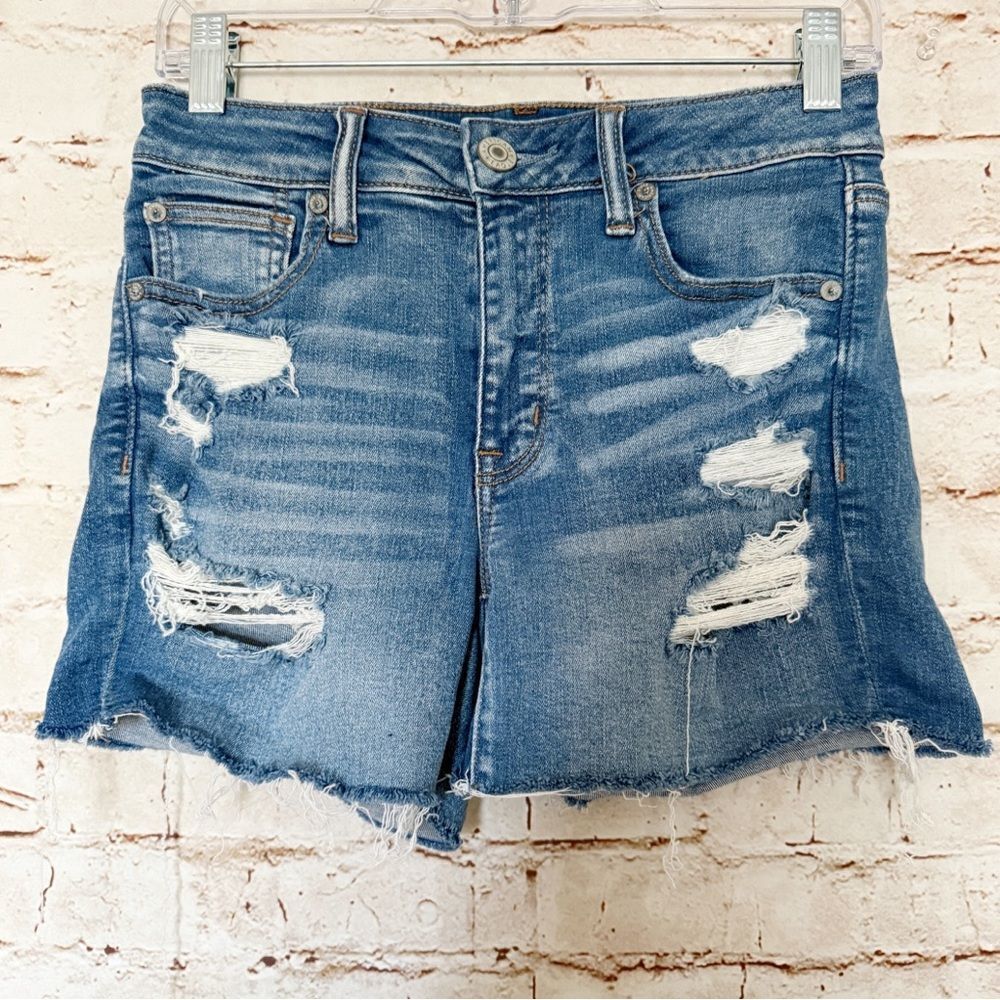 American Eagle hi rise shortie denim shorts